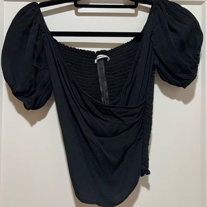Reformation Black Puff Sleeve Top Size 2